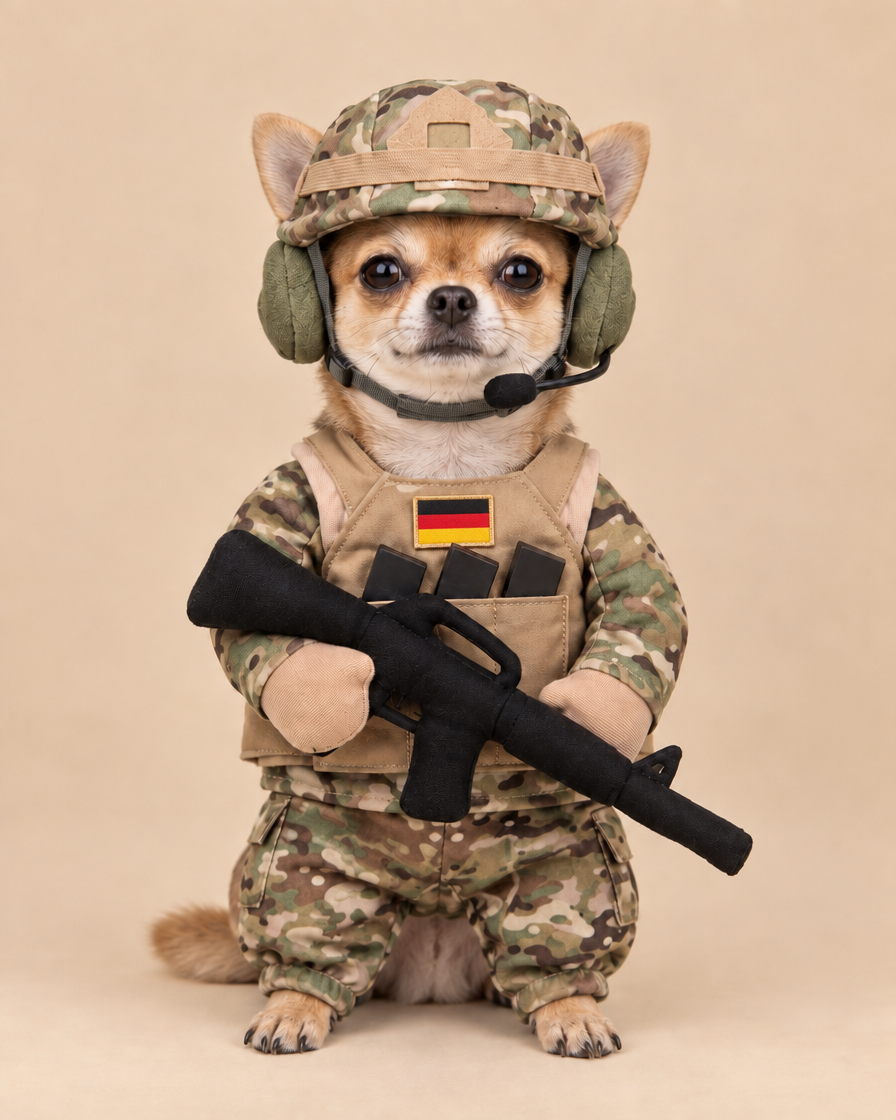 Chihuahua im Soldaten-Kostüm Größe S